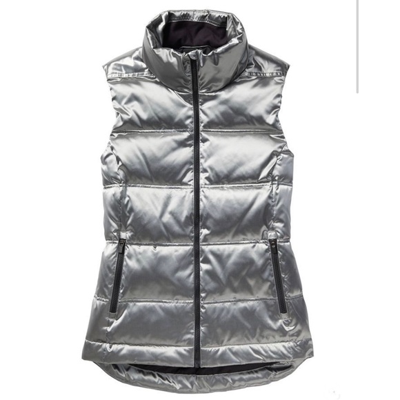 Athleta Jackets & Blazers - Athleta Silver Twill Puffer Vest Luxe CYA-length